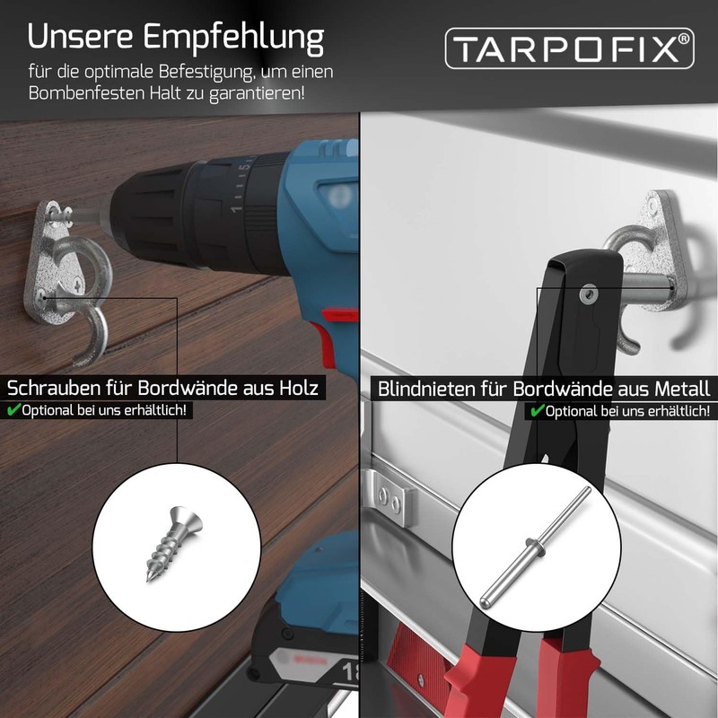Tarpofix® Three-Hole Tarpaulin Hooks, Net Hooks for Trailer Tarpaulin and