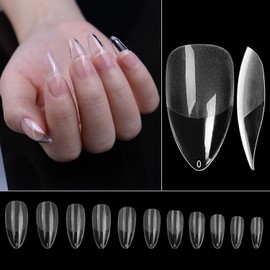 YPYMOD 550 Pieces 11 Sizes Almond Tips for Nails Medium Full Cover Almond Nail Tips for Gel Nails Clear Acrylic Nail Tips Artificial Fingernails for Nail Salons and DIY Nail Art