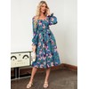 Amegoya Women's Floral Long Sleeve Midi Dress Boho Wedding Guest