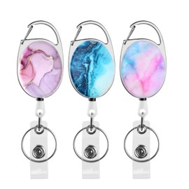 Wisebom Retractable Badge Holder, 3 Pack Retractable Key Chain Clips, Retractable Key Fob, Ski ID, ID Card Holder, Retractable Reel for Key Chain, multicoloured