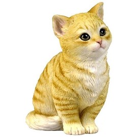 4.25 Inch Sitting Kitten Decorative Statue Figurine, Orange and White