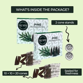 Pine Incense Cones - Total 20 Cone Incense - Dual Pack of 10 Insence Cones - Incense Cones Scented - Cone Incense Scents - Insense Cones - Incent Cone