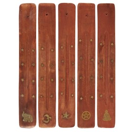 Something Different IN_23530 Incense Holder with Inlay | Ash Catcher | Wooden | Basic | 5pcs. 334g, Brown