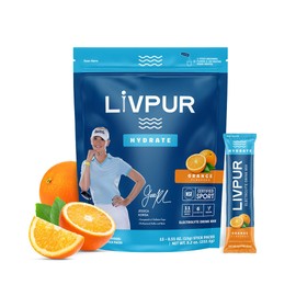 LivPur Electrolyte Drink Mix, Instant Hydration Powder with Vitamin C, B6, B12 & Essential Amino Acids for Muscle Support & Immune Health, Sports Essentials, Orange Flavor, 15 Stick Packs