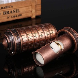 Cryptex Da Vinci Code - Mini rompecabezas de bronce con cerradura para el día de San Valentín, regalos para él, hombres, mujeres, papá, Navidad, interesante, metal, aniversario, cumpleaños, romántico,
