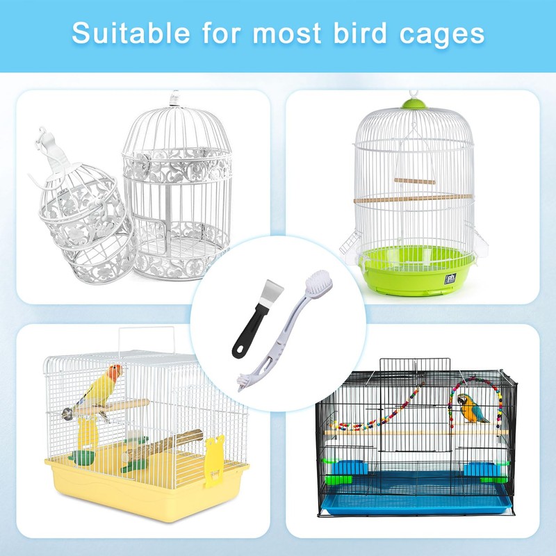 Bird Cage Cleaner Bird Cage Brush with Two Brush Heads