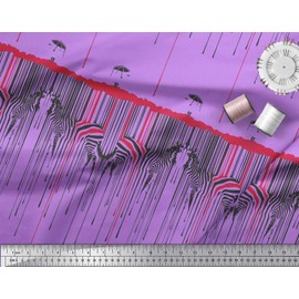 Soimoi Purple Moss Georgette Fabric Umbrella & Wild Animal Skin Decor Fabric Printed BTY 42 Inch Wide