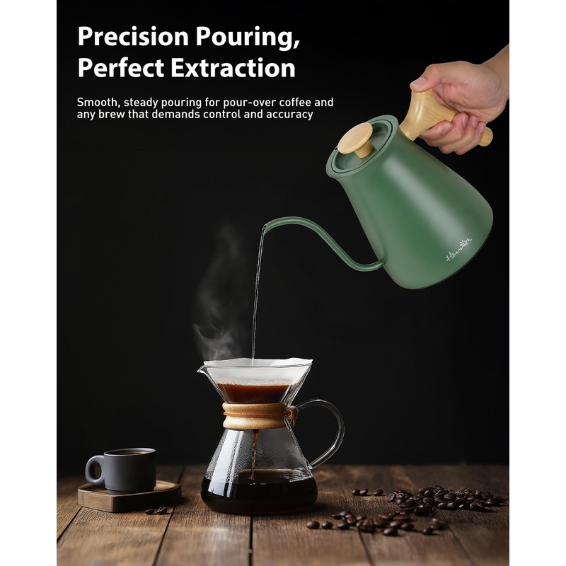 Harriet Gooseneck Electric Kettle - 1200W Fast Heat, 0.8L Stainless