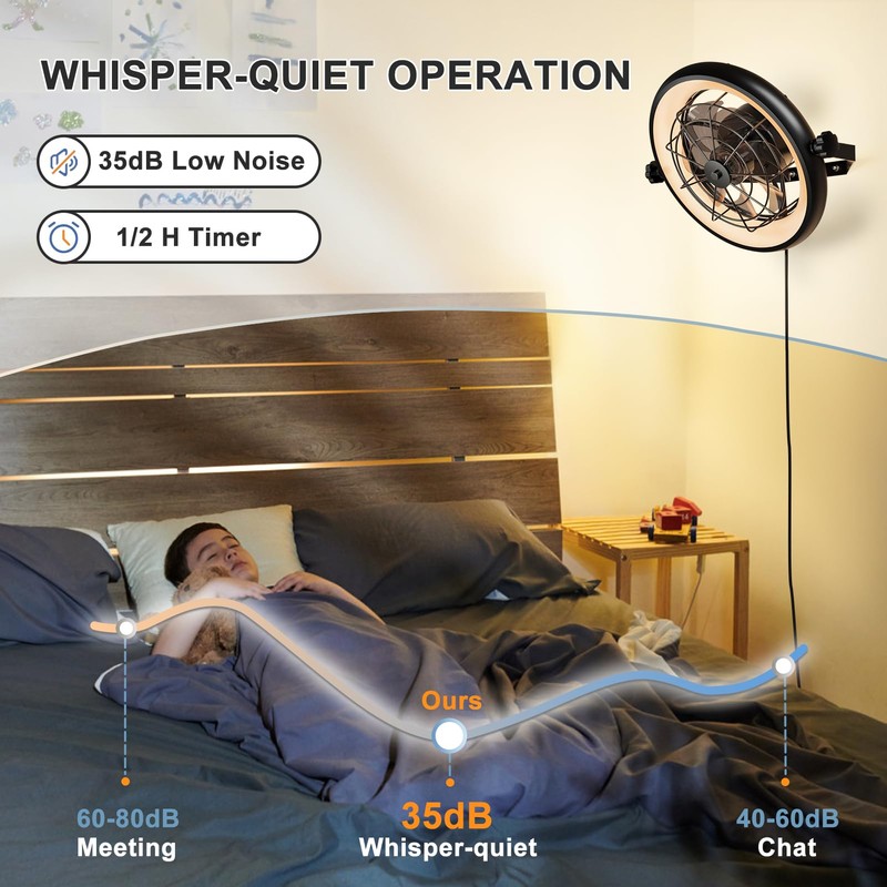 Wall Mount Fan with Remote/App Control, 16" Quiet Wall Mounted