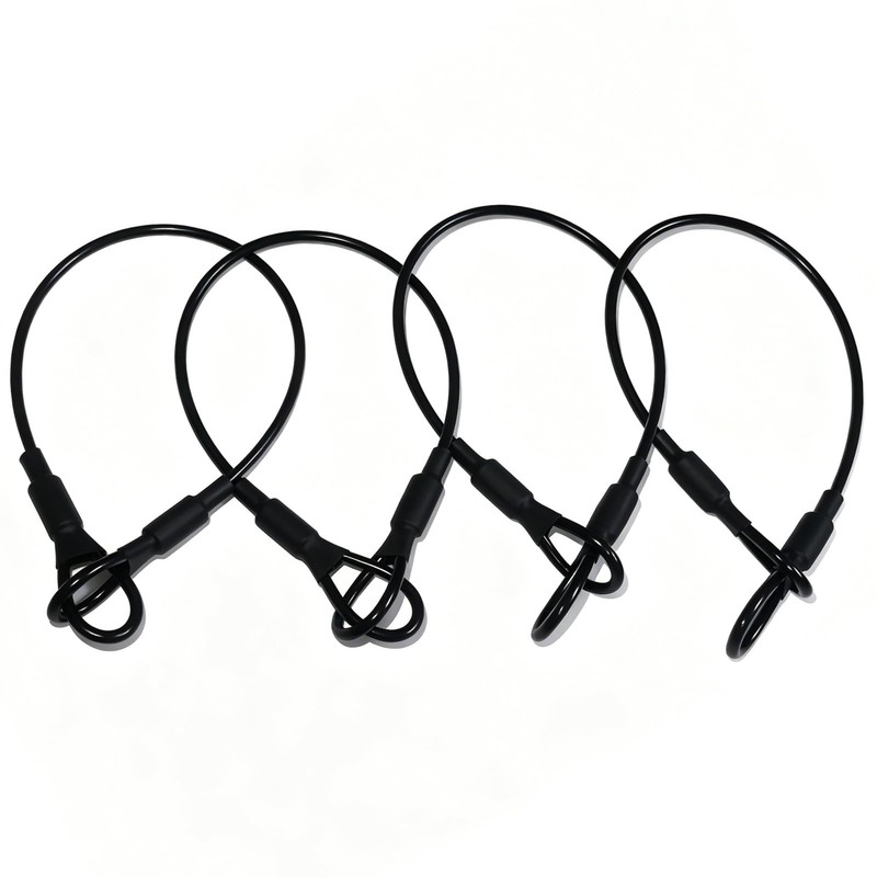 4 Pcs Black 3mm Diameter Braided Steel Safety Lanyard Cable