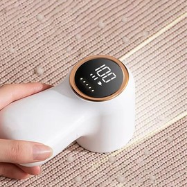 Fabric Shaver, Lint Remover Rechargeable, Electric Portable Sweater Defuzzer with 4 Speeds, 6 Leaf Blades, Digital LED Display to Remove Pilling for Clothes, Furniture, Sweater, Couch,  lightweight motor durable cordless durable cordless wireless rotatin