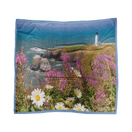 Northwest Art Mall Yaquina Head Lighthouse, Newport, Oregon Ultra Fleece Bed Sofa Travel Cozy Blanket from Photograph by Steve Terrill 50" x 60".