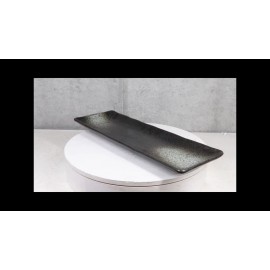 Pack Of 5 Charcoal Grey Tone Hakumu Collection Rectangular Serving Platters 14"L