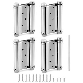 QWORK Heavy Duty Cafe Saloon Bars Door Swing Hinges, 4 Pack 5" Stainless Steel Self Closing Swing Hinges, Double Action Spring Door Hinges, Including Pins and Screws