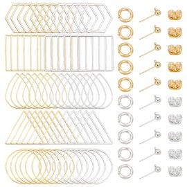 PH PandaHall Earring Craft Set 5 Style Connecting Rings Pearl Ring Open Pearl Rings Wire Rings in Large Quantities with Stud Earrings and Jump Rings for Jewellery Making Gold and Silver