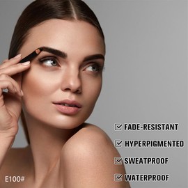 JUAAZIN 6Pcs Long Eyebrow Pencils Set - Black Natural Look, for Eyebrows & Eyeliner, Waterproof & Sweat-Proof Wooden Hard-Core Brow Pencil with Sharpener, Long Lasting Makeup Kit for Beginners 100#