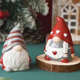 ABOOFAN Salt Container Christmas Gnome Salt and Pepper Shakers Set Cute Ceramic Dwarf Spice Dispensers Condiment Holders Seasoning Containers for Kitchen Spice Jars