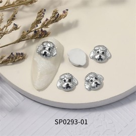 DUOLEIMI Nail Parts, Bear, Dog, Rabbit, Nail Decoration Parts, 3D Nail Decoration, Cute (Dog-4 Colors, 40 Pieces)