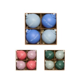 Design Letters Set of 4 Christmas Baubles | Danish Design Christmas Decorations | Christmas Tree Baubles & Tree Decorations | Christmas Decoration | Reusable Christmas Ornaments | 60 mm