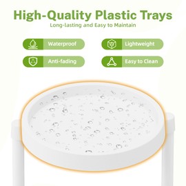 iDavosic.ly 5 Tier Folding Plant Stand Indoor Outdoor with Plastic Tray, Tiered Corner Flower Holder Shelf, Metal Orchid Display Rack for Patio Porch Living Room Garden Balcony, White