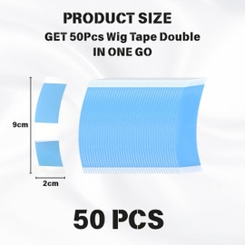 50Pcs Wig Tape Double, Waterproof Invisible Double Side Wig Extra Strong Tape Wig Glue Hair Extension Tapes Fixing Wigs for Lace Front Wigs