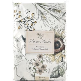 Benson Mills 23088 Mills Harvest Meadow Spillproof Tablecloth, 60X104-INCH Oblong, Natural