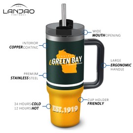 LANJAO Tumbler 30oz Straight Skinny Portable Handle Car Cups With Anti slip Sleeve Straw Dust Cover, Sports Travel, Stainless Steel Insulated Gifts for Men Women Fans