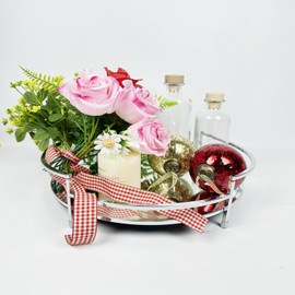 Manis Zuo 12" Silver Mirror Decor Tray, Metal Mirror Serving Tray, Glass Vanity Tray, Decorative Trays, Bathroom Counter Tray, Perfume Tray, Jewelry Tray, for Dresser Decor Home Decorative (Sliver)