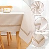 Dremisland Beige Table Cloth Rectangular Cotton Linen Tablecloths Washable Embroidery