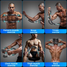 Twister arm Trainer, 80-110lb Adjustable Resistance Chest Workout Equipment,Forearm Power Exercise bar , pectoralis spinalis Device, Portable Detachable Design