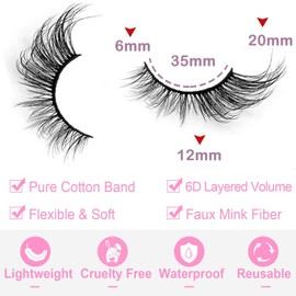 Eyelashes Faux Mink Fox Eye Natural Looking Russian Lashes Strip D Curly Fluffy Multi-layers Eyelash Wispy Cat Eye Lash Pack 10 Pairs (3DMAO-3)