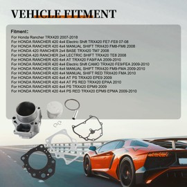 VeloBoost TRX420 Cylinder Piston Top End Rebuild Kit with Gasket Compatible with 2007-2018 Rancher 420 FE FM TE TM