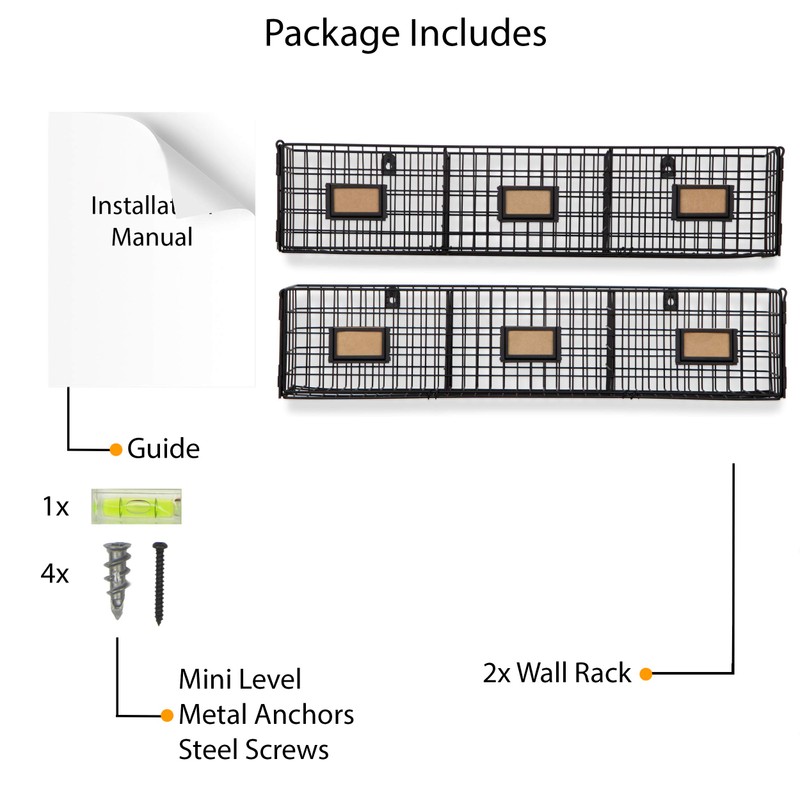 Wall35 Amalfi Hanging File Folders Office Desk Organizer Wall Mount