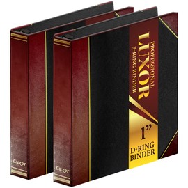 Performore 2 Pack of Professional Luxor 3 Ring Binder 1 Inch Locking Slant Angle D-Rings, Maroon Turned Edge Flat, Durable Heavy Duty Presentation Folder Binder for Documents Paper Files Projects
