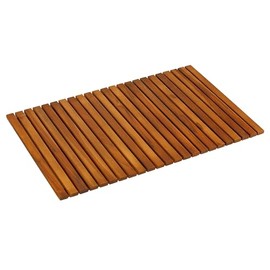 Bare Decor Nori Shower, Spa, Door Mat in Solid Teak Wood, 31.5" x 19.5", Brown
