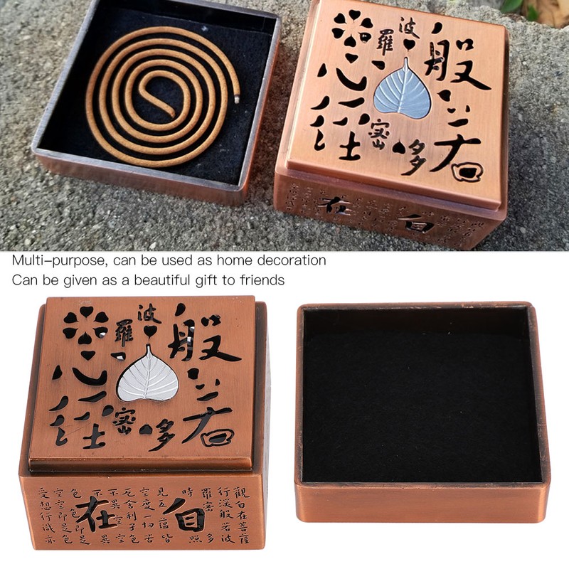 Incense Burner Zinc Alloy Metal Heart Sutra Disk Household Crafts
