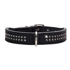 HUNTER Diamond Petit Nickel-Plated Collar, 30/23 x 27 cm, Small, Nappa Black/Black