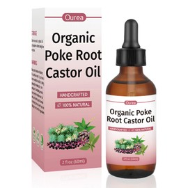 Poke Root Castor Oil Organic - 2 Fl Oz - Lymphatic Support Massage Liquid, Supports Boils, Fibroids, Cysts, Swollen Lymph Nodes, Breast & Joint Health, Natural Deep Tissue Relief Drops