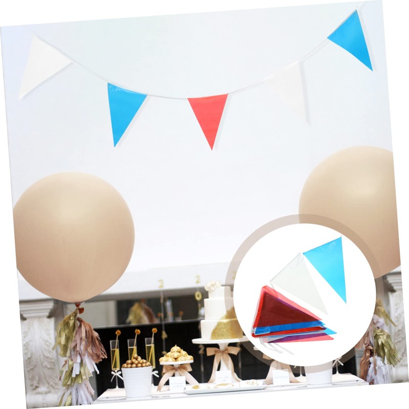jojofuny July Patriotic Bunting Banner Red Triangular Flags for Independence