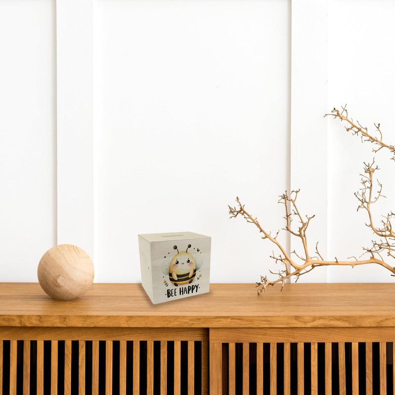 Bee Bee Happy Wooden Money Box Cute Thick Bee in