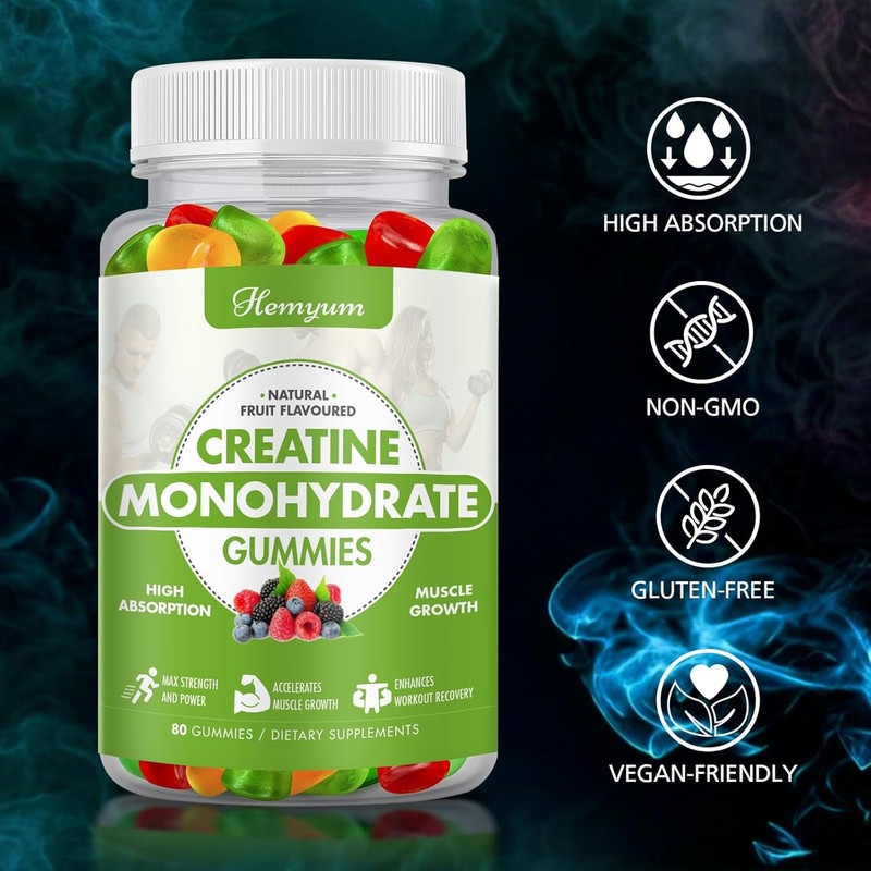 Creatine Monohydrate Gummies for Men & Women,80 Count Chewables Creatine