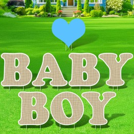 Memorywuu 8 Pcs Baby Boy Yard Signs with Stakes Gender Reveal Yard Sign, 12'' Tall Baby Boy Lawn Sign Gender Reveal Outdoor Decoration Welcome Home Newborn Announcement Signs for Party Decorations