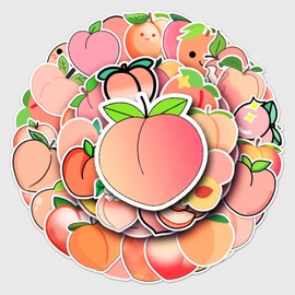 50 Packs Peach Stickers Water Bottles Laptop Phone Motorcycle Computer Guitar Skateboard Hydroflasks Peach Vinyl Sticker Waterproof Aesthetic Trendy Decals for Teens Girls Adults