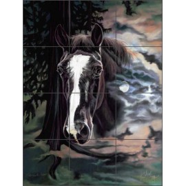 Artwork On Tile Ceramic Tile Mural Kitchen Backsplash McElroy Horse Equine Art KMA062 - 12.75" x 17" - 4.25" tiles