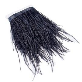 3 Yards 10-15cm Black Ostrich Feathers Trim Fringe for DIY Dress Sewing Crafts Costumes Decoration