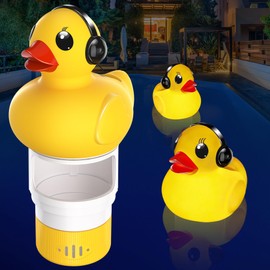 KingSom Large Dosing Float, Pool, Duck Chlorine Float for Pool, Solar Chlorine Dosing Float with LED Light, Pool Chlorine Dispenser with Adjustable Flow, Easy Opening, Floating for Whirlpool
