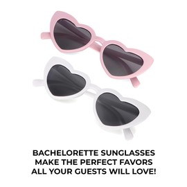 POP FIZZ DESIGNS Bachelorette Party Retro Heart Sunglasses I Bridesmaid Sunglasses I Sunglasses for Bachelorette Party, Pink, 12 Pack