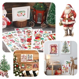 Lincia 10 Sheets Christmas Rub on Transfers for Crafts and Furniture Rub on Transfers Stickers Snowman Vintage Reindeer Gnome Vintage Decals for Home DIY Craft 5.91 x 11.81(Casual)