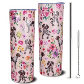 solid can German Shorthaired Pointer Tumbler German Shorthaired Pointer Gifts 20 OZ 3D-Printed Insulated Cup Dog Lover Gift Travel Mug with Dogs Patterns and Vintage Florals(One Tumbler Included)