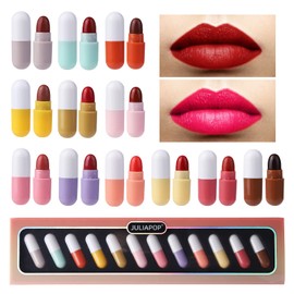 Homeit Girls Lipstick Set Waterproof Portable 12 Pcs Cute Mini Capsule Lipstick Matte Finish
